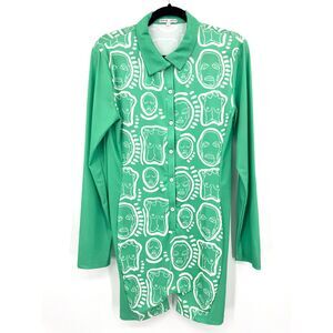 PATRICK CHURCH Rare Kelly Green "Endless Summer" Ribbed Romper Bodysuit Size L